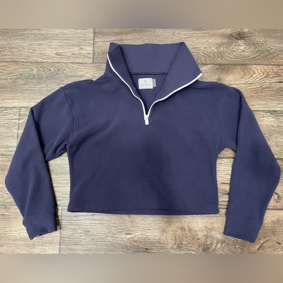 Dudley Stephens Dunning Pullover Navy Blue Terry Fleece Sz S - Picture 2 of 9